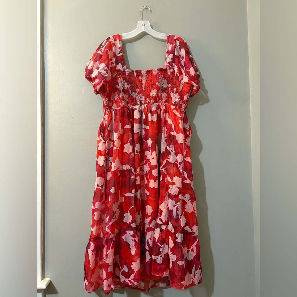 Torrid Red and Pink Floral Midi Dress - Picture 2 of 2